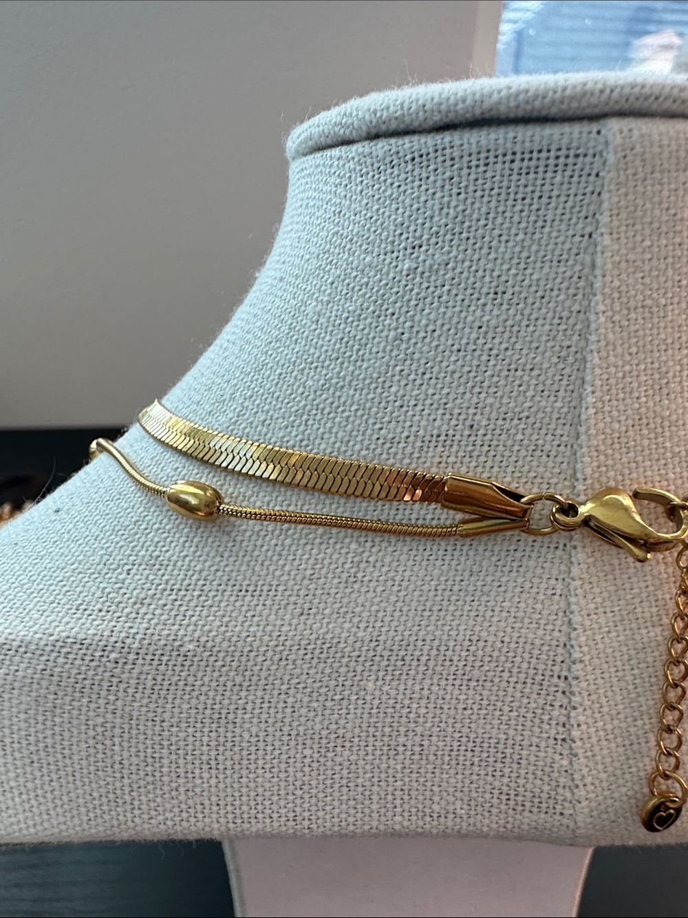 Gold Multi-Strand Bead Necklace - Women Jewelry 18k gold plated over - Picture 3 of 4